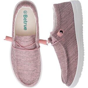 Women's Pink Lightweight Casual Slip On Deck Canvas Loafers Sneakers Boot Shoes